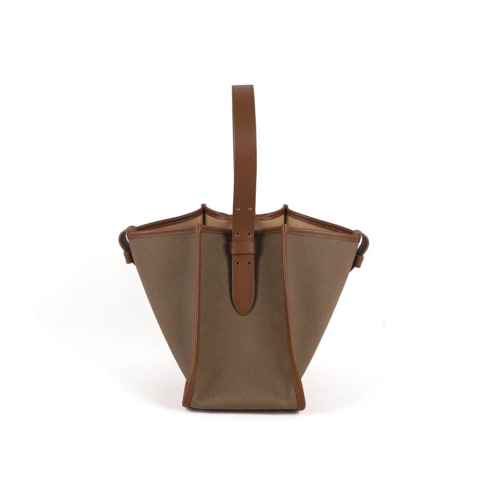 KOJII - Square Large Tote Bag in Leather & Canvas