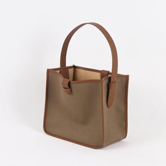 KOJII - Square Large Tote Bag in Leather & Canvas