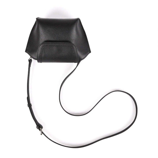 Black Full Grain Cow Leather Single Shoulder Slant Mini Bag - loliday.net