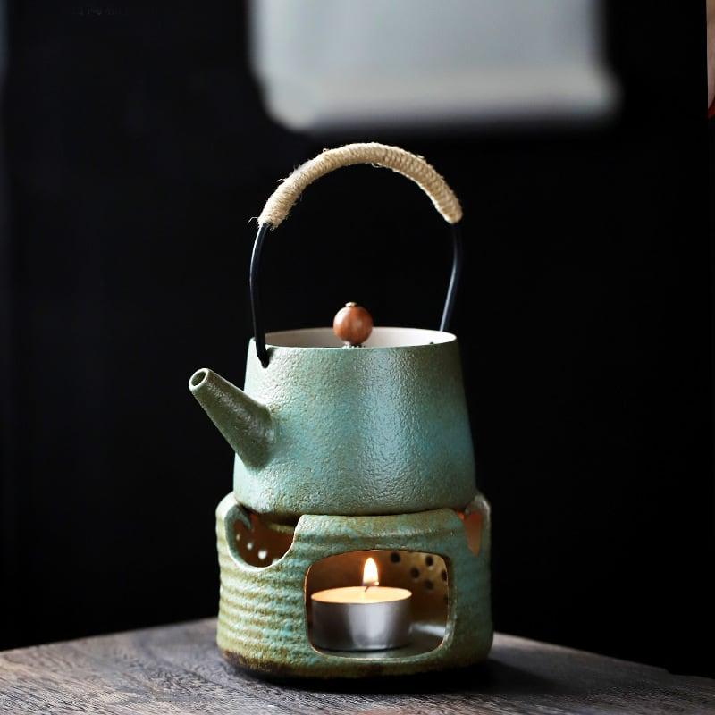 Japanese-style Ceramic Teapot Candle Tea Warmer Set - mokupark.com