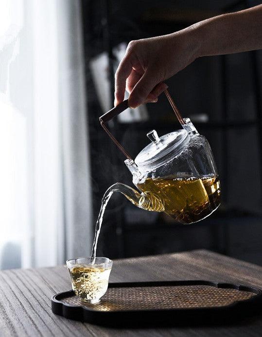 Japanese-style Heat-resistant Glass Handmade Hammer Pattern Small Teapot - mokupark.com