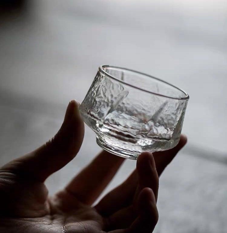 Japanese-style Handmade Hammer Pattern Smelling Small Glass Teacup - 6 pcs - mokupark.com