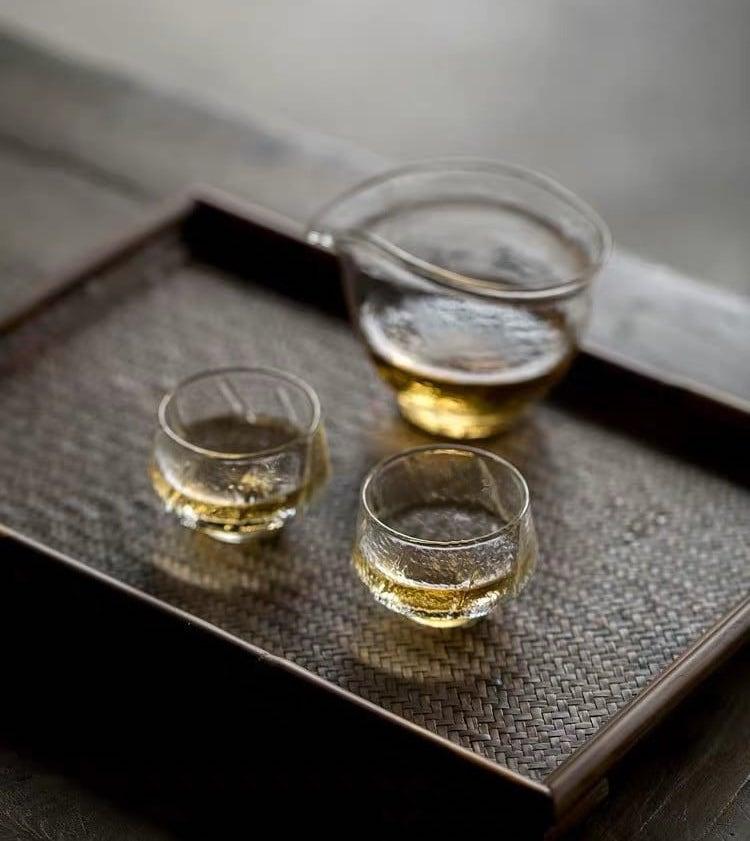 Japanese-style Handmade Hammer Pattern Smelling Small Glass Teacup - 6 pcs - mokupark.com