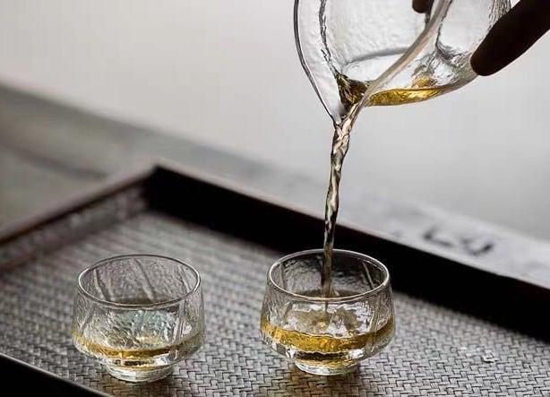 Japanese-style Handmade Hammer Pattern Smelling Small Glass Teacup - 6 pcs - mokupark.com