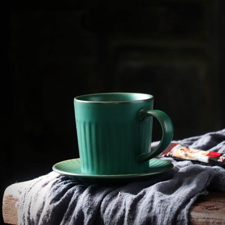 Ceramic Classic Coffee Cup & Saucer Set | Gourd Mug Set - mokupark.com