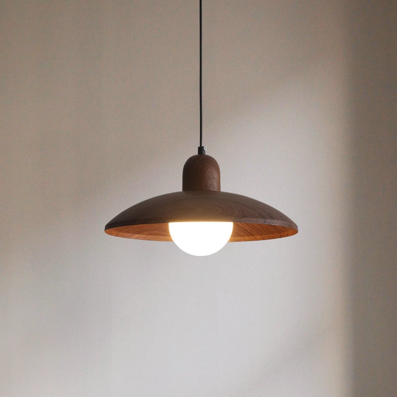 300mm Woodgrain Orb Pendant Light