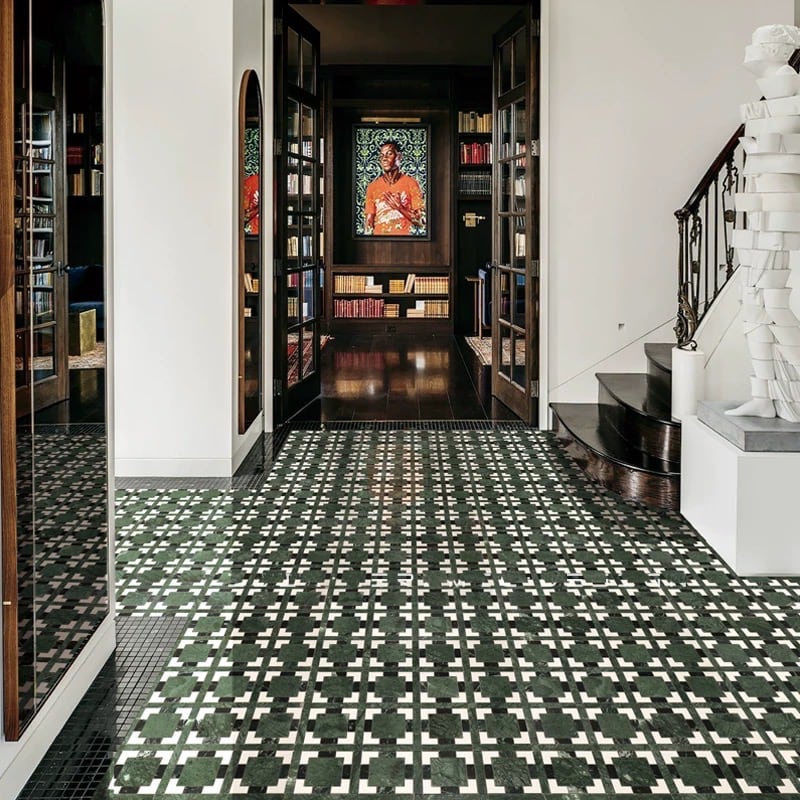 Emerald Lattice Marble Mosaic Tile