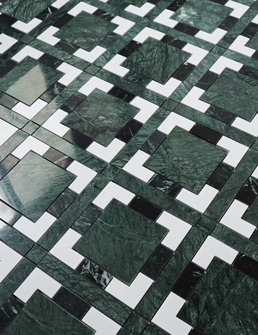 Emerald Lattice Marble Mosaic Tile