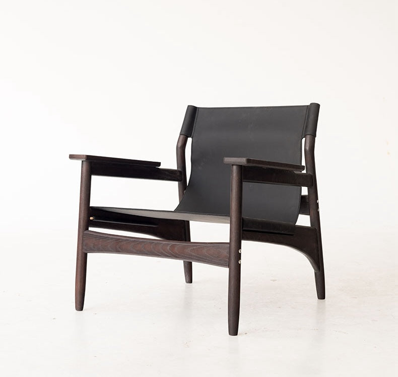 Kazue - Solid Ash Wood & Microfiber Leather Armchair ｜ Reading Chair