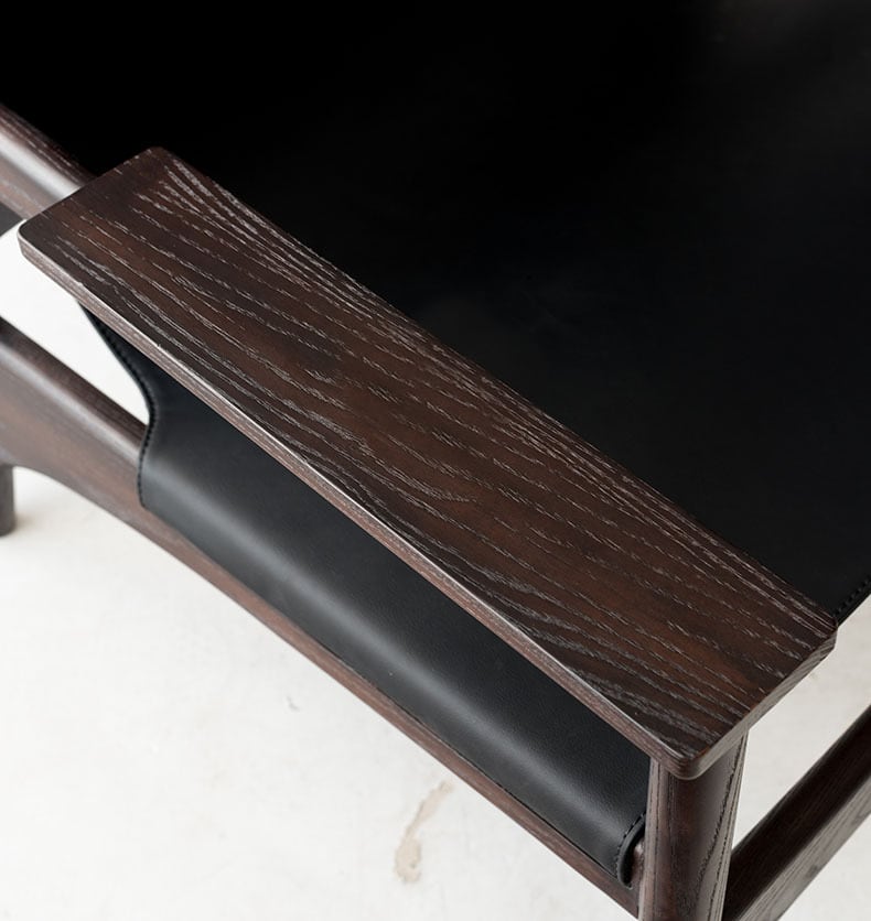 Kazue - Solid Ash Wood & Microfiber Leather Armchair ｜ Reading Chair