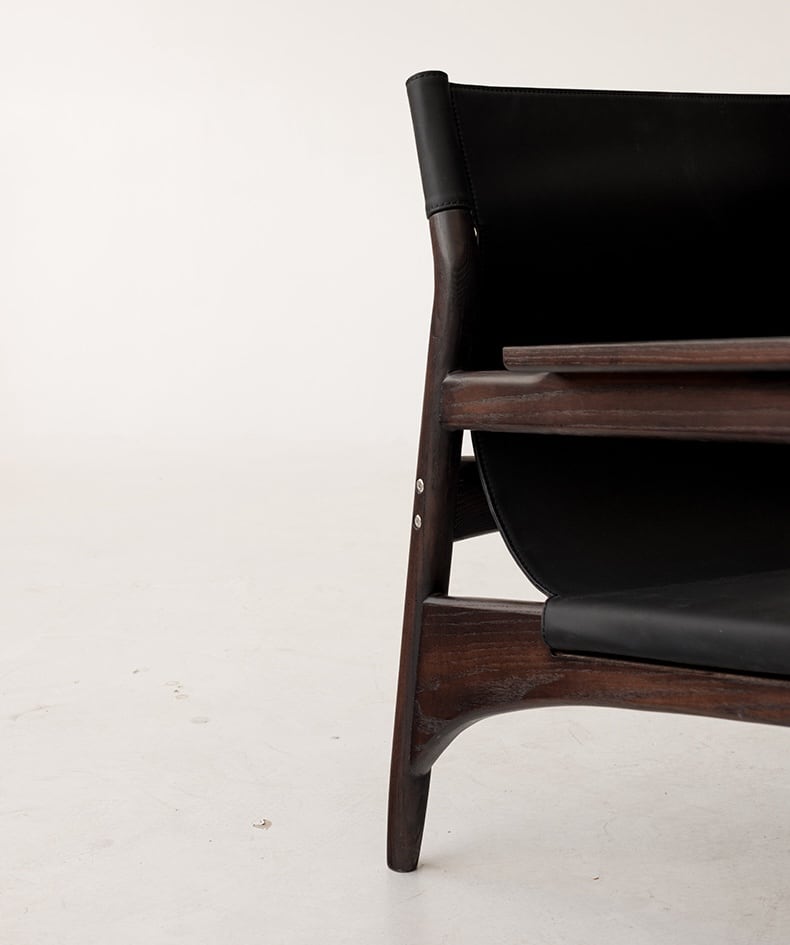 Kazue - Solid Ash Wood & Microfiber Leather Armchair ｜ Reading Chair