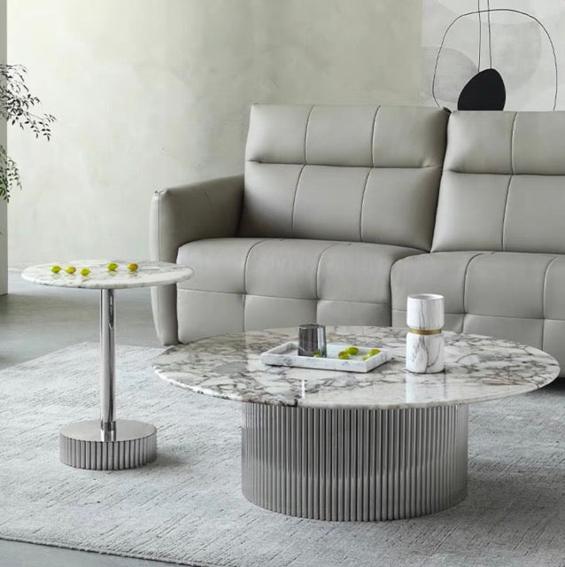 EMMA- Side Table | Stainless steel+Artifical marble