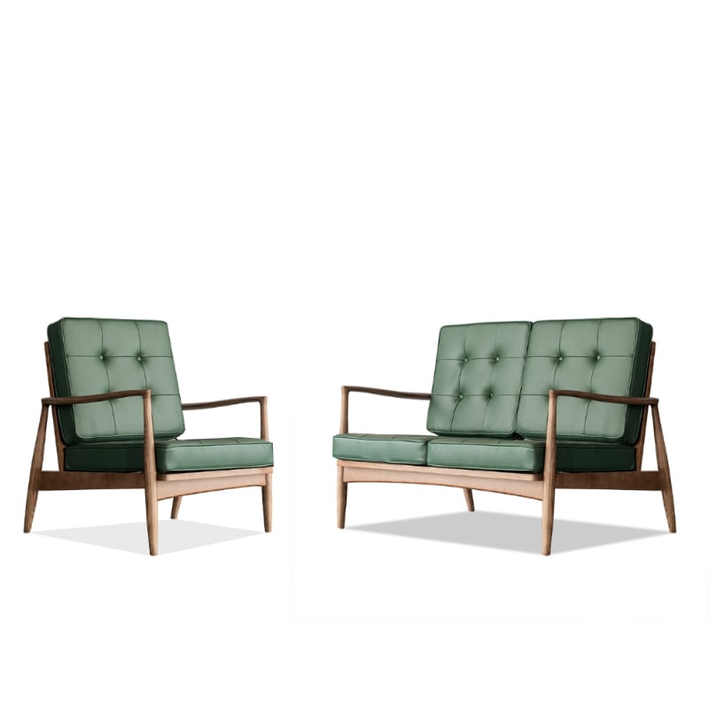 Danmer - Solid Ash Wood & Leather Armchair ｜ Reading Chair