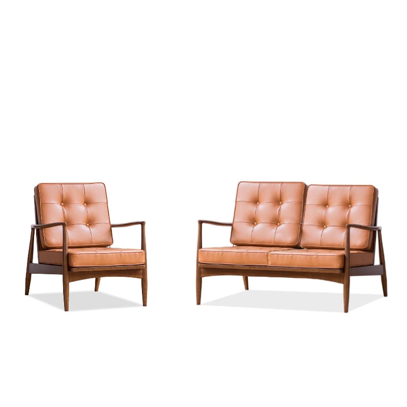 Danmer - Solid Ash Wood & Leather Armchair ｜ Reading Chair