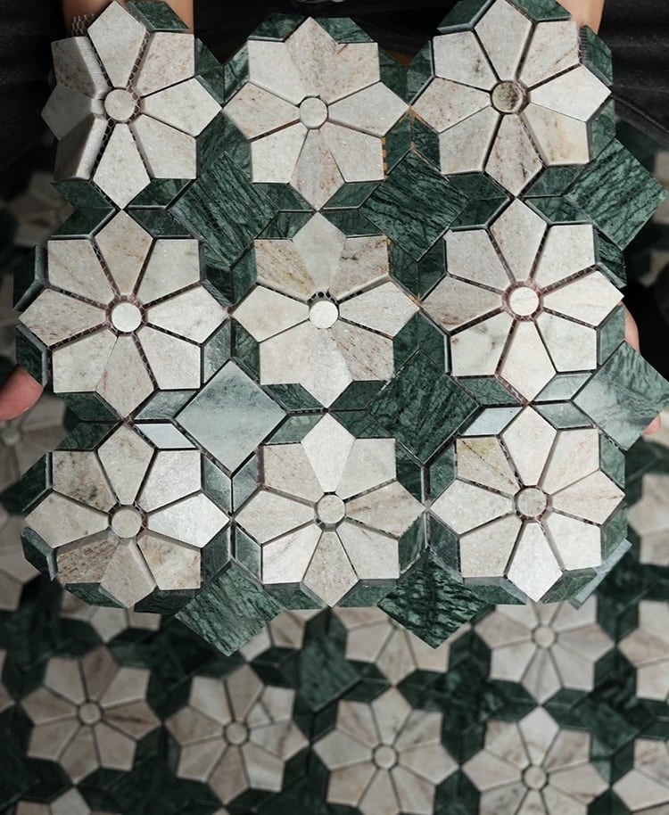Malachite Bloom Marble Mosaic Tile