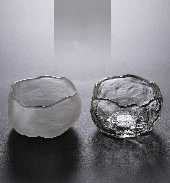 Japanese Thick Hammer Pattern Small Glass Teacup - 6 pcs - mokupark.com