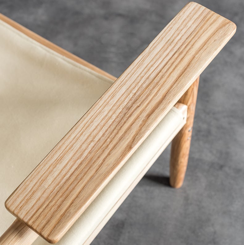 Kazue - Solid Ash Wood & Canvas Armchair ｜ Reading Chair