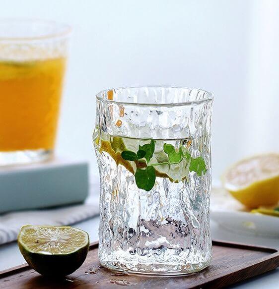 Japanese Tree Pattern Hammer Pattern Glass Water Cup - 4 pcs - mokupark.com