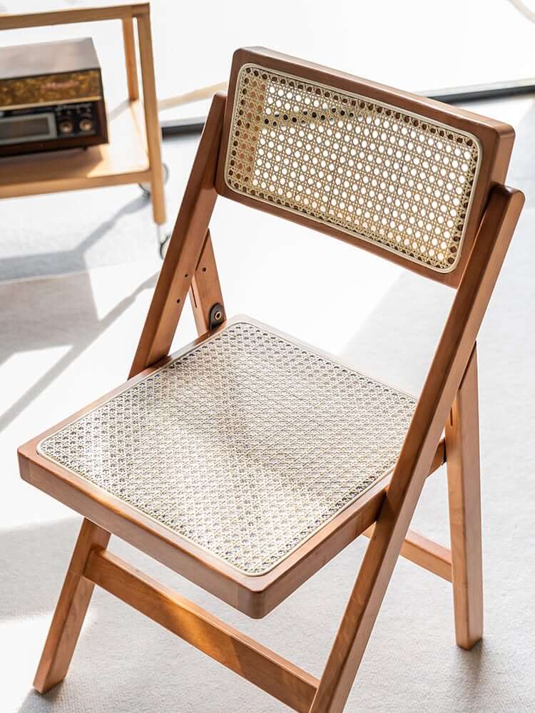 Akai Rika - Solid Wood & Rattan Dining Chair | Folding Chair