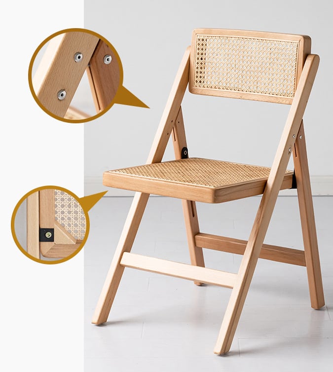 Akai Rika - Solid Wood & Rattan Dining Chair | Folding Chair