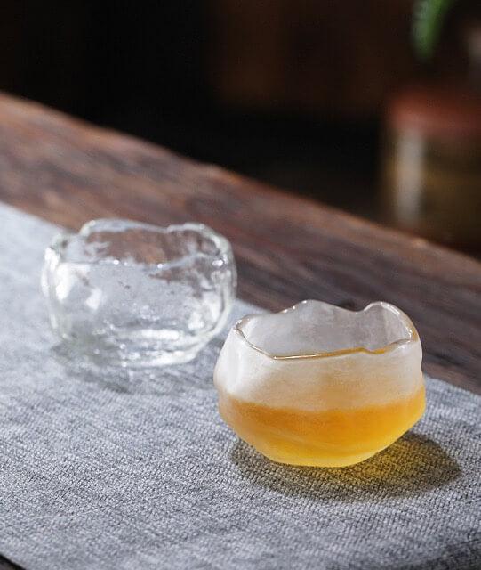 Japanese Thick Hammer Pattern Small Glass Teacup - 6 pcs - mokupark.com