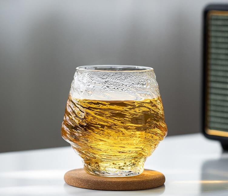 Japanese Cyclone Hammer Pattern Glass Water Cup - 4 pcs - mokupark.com