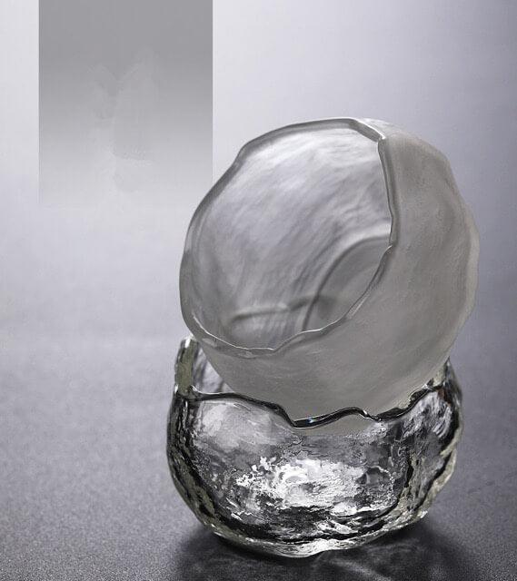Japanese Thick Hammer Pattern Small Glass Teacup - 6 pcs - mokupark.com