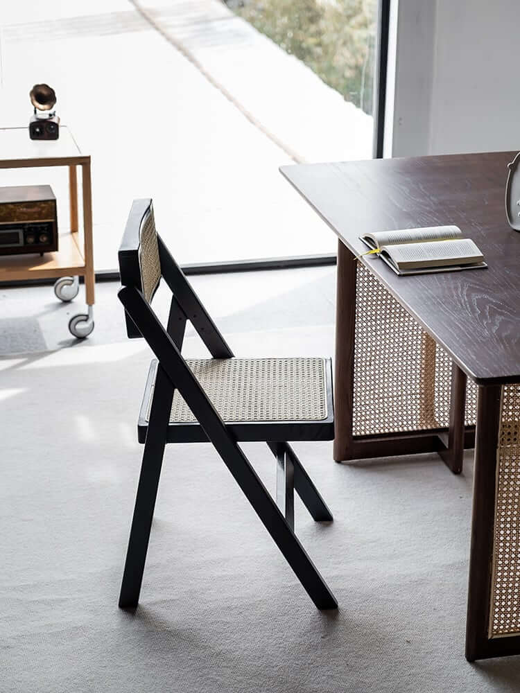 Akai Rika - Solid Wood & Rattan Dining Chair | Folding Chair