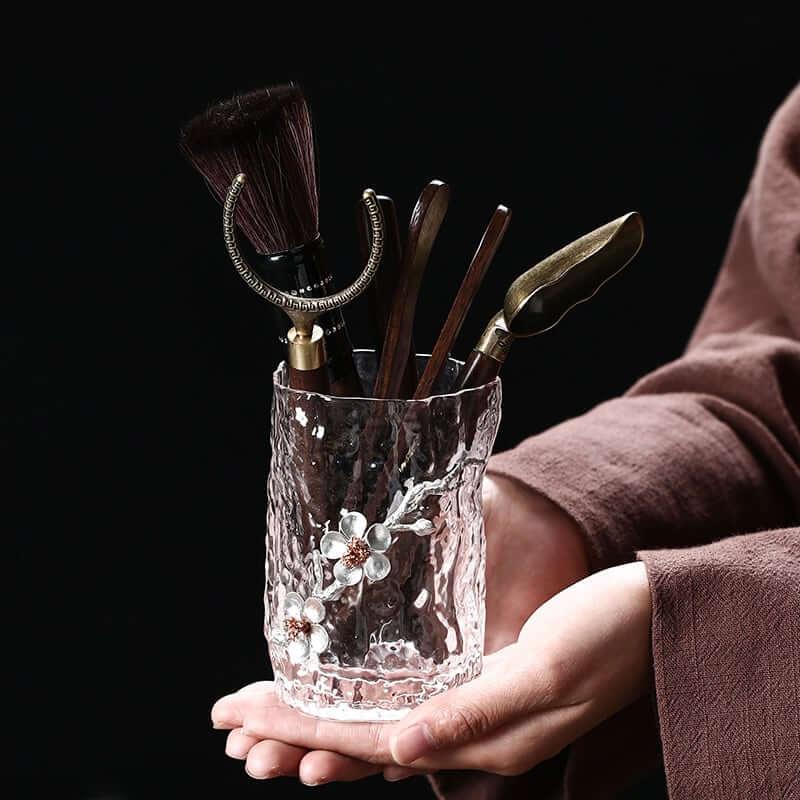 Glass & Solid Wood Tea Ceremony Six Gentlemen Tea Accessories Set - mokupark.com