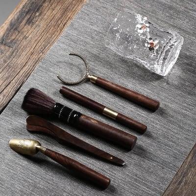 Glass & Solid Wood Tea Ceremony Six Gentlemen Tea Accessories Set - mokupark.com