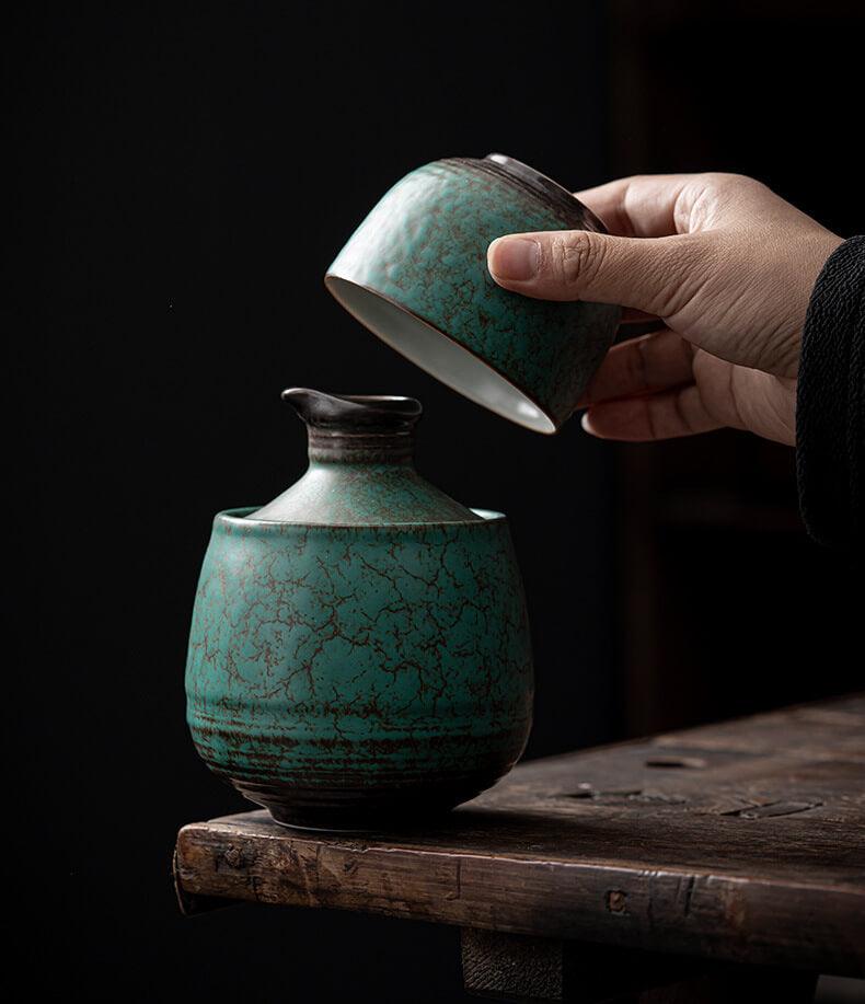 Japanese Style Warm Sake Ware Ceramic Sake Set - 3 pcs - mokupark.com