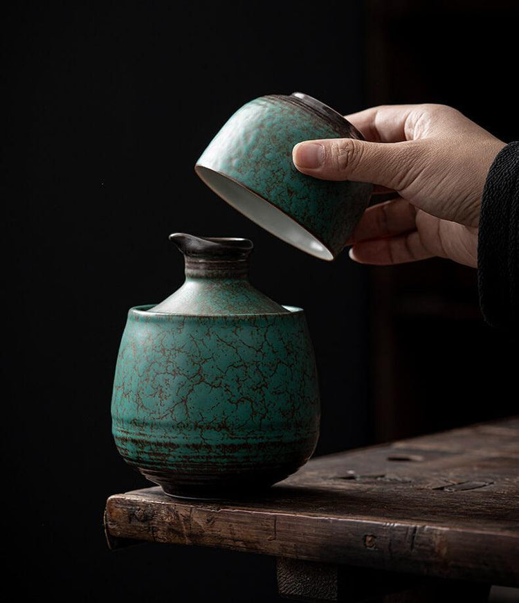 Japanese Style Warm Sake Ware Ceramic Sake Set - 3 pcs - mokupark.com