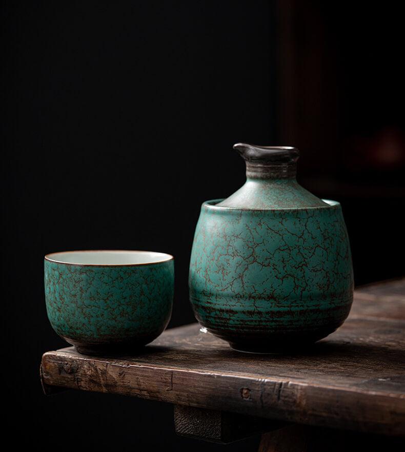Japanese Style Warm Sake Ware Ceramic Sake Set - 3 pcs - mokupark.com