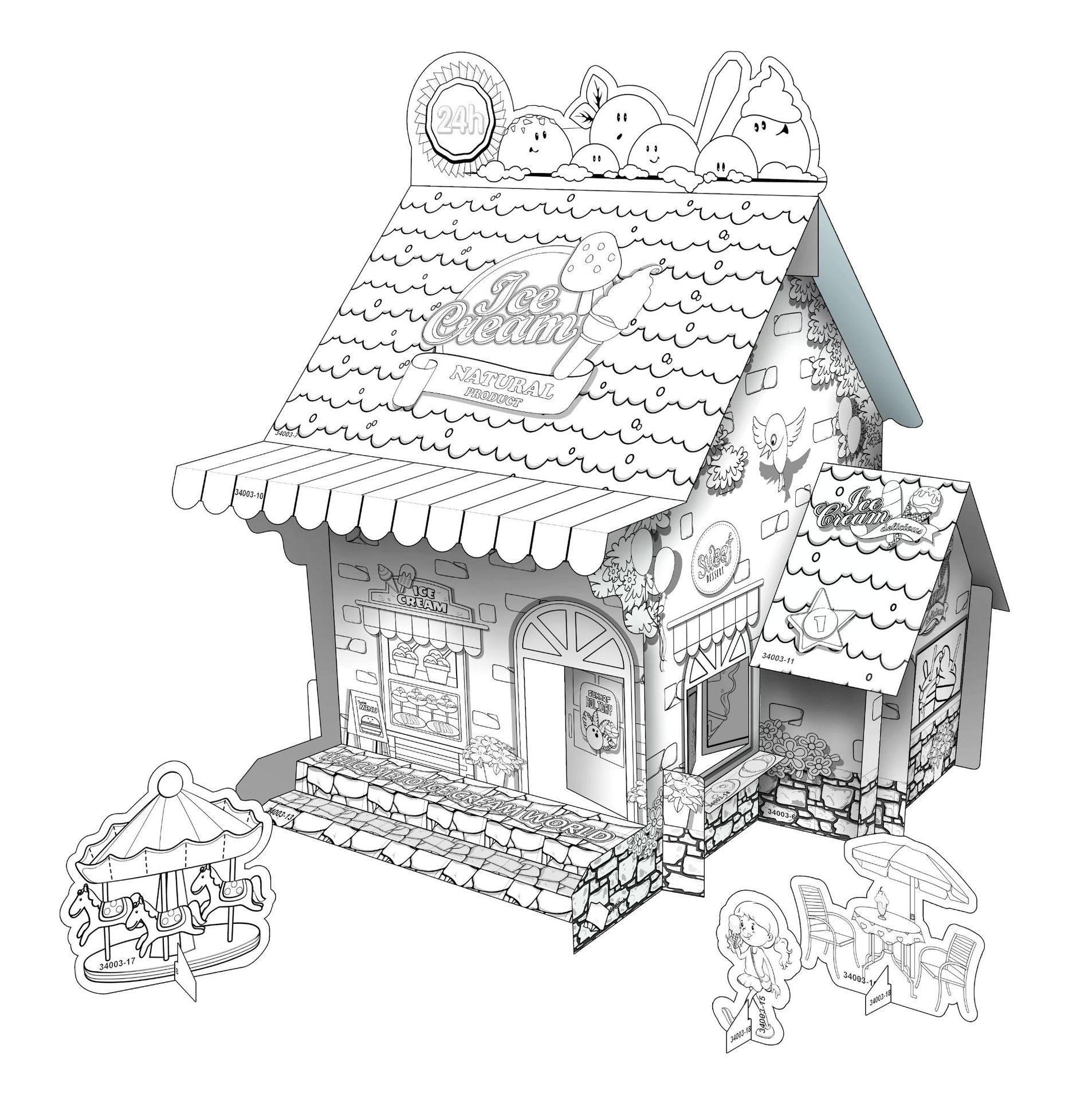 Mini DIY Doodle Cardboard World-Ice Cream Shop - Moku Park