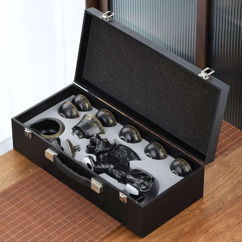 Semi Automatic Tiger Ceramic Kung Fu Tea Set - 9 pcs - mokupark.com