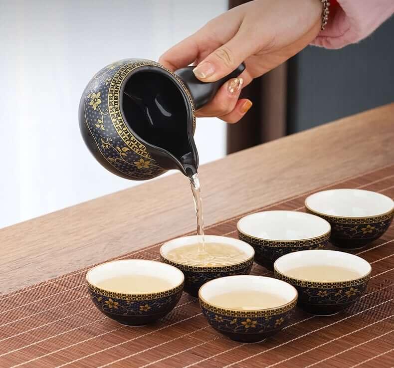 Semi Automatic Tiger Ceramic Kung Fu Tea Set - 9 pcs - mokupark.com