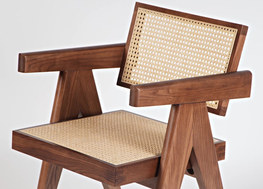 Akai Rika - Solid Wood & Rattan Armchair | Reading Chair 80