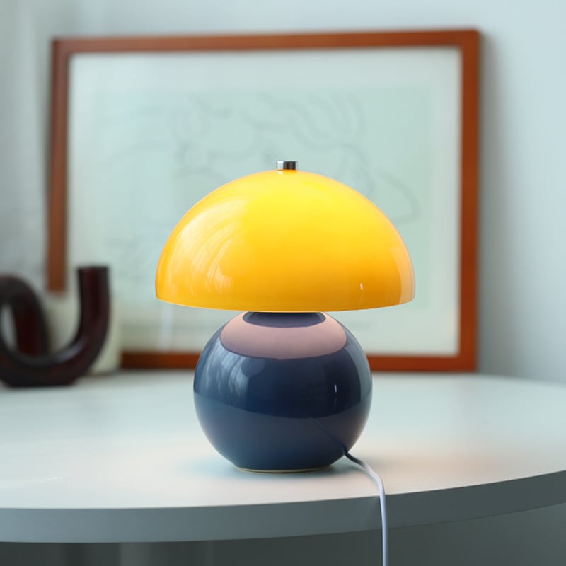 Kayo | Cream Glass Mushroom Table Lamp - USB Plug in