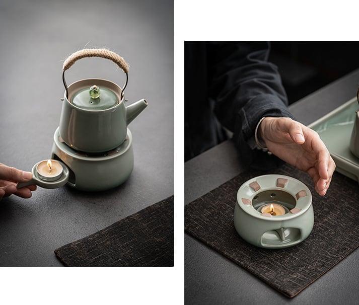 Japanese-style Ashtray Pottery Lifting Beam Teapot Candle Tea Warmer Set - mokupark.com