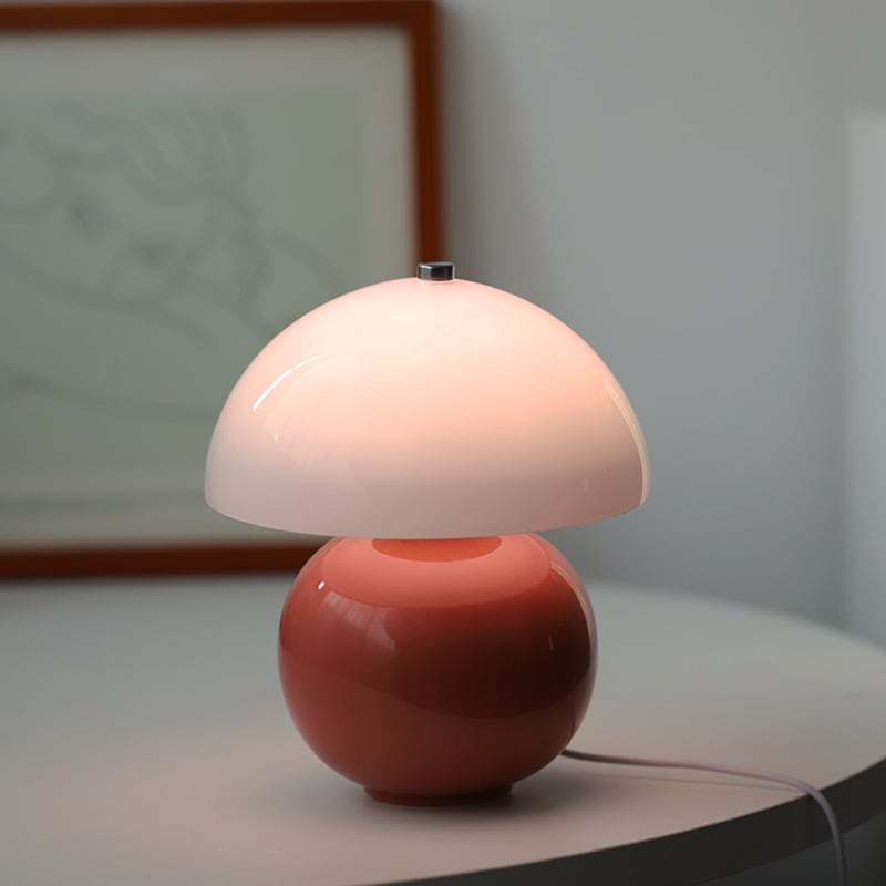 Kayo | Cream Glass Mushroom Table Lamp - USB Plug in