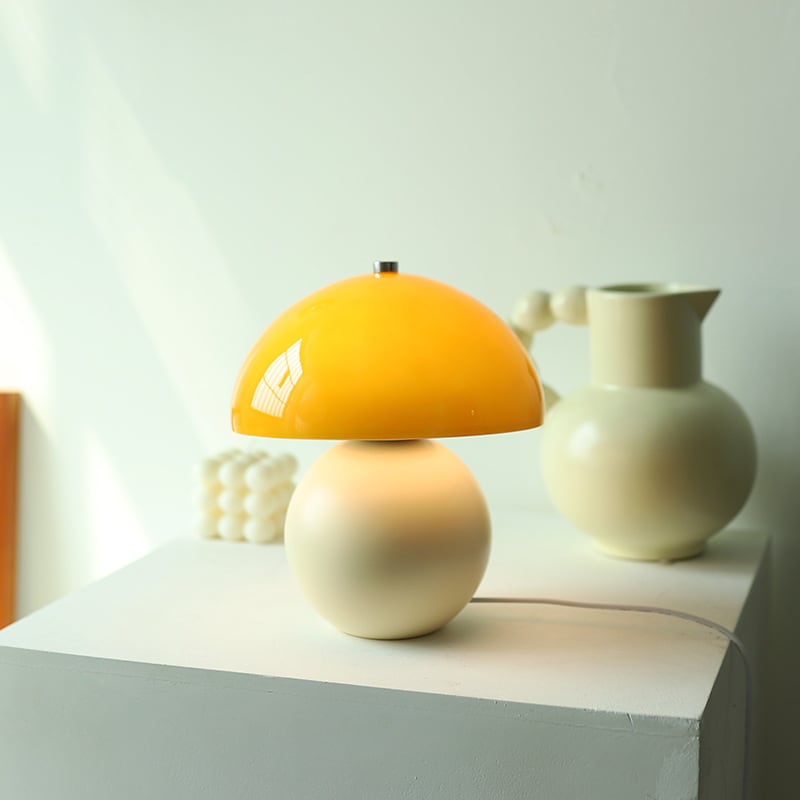 Kayo | Cream Glass Mushroom Table Lamp - USB Plug in