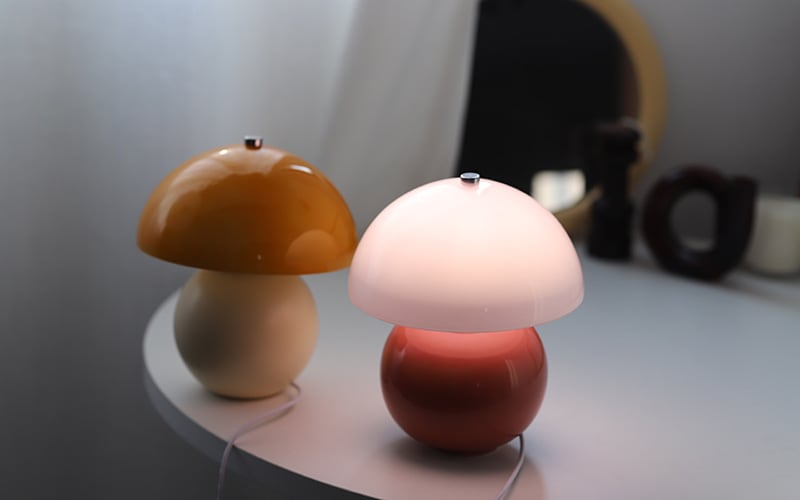 Kayo | Cream Glass Mushroom Table Lamp - USB Plug in