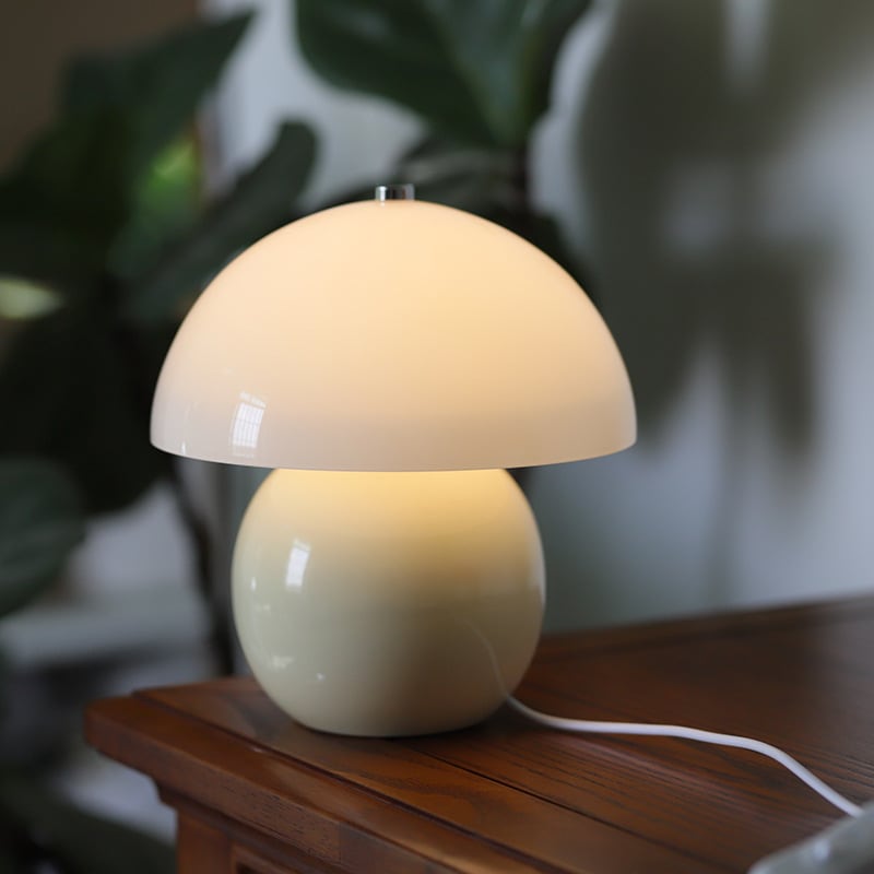 Kayo | Cream Glass Mushroom Table Lamp - USB Plug in