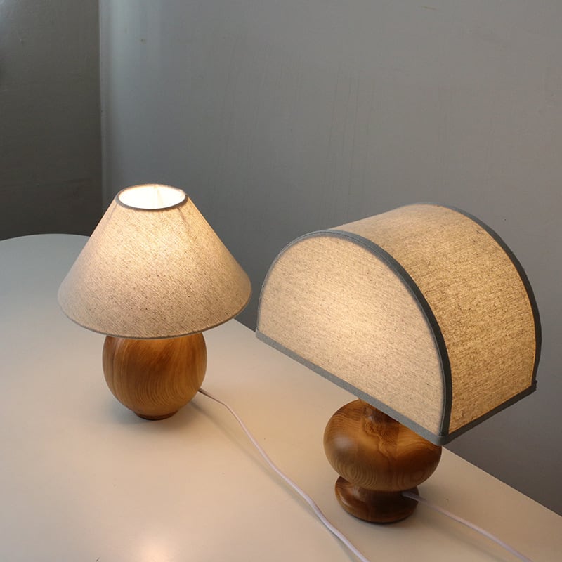 Ayumi - Irving Table Lamp Ash Wood White Linen