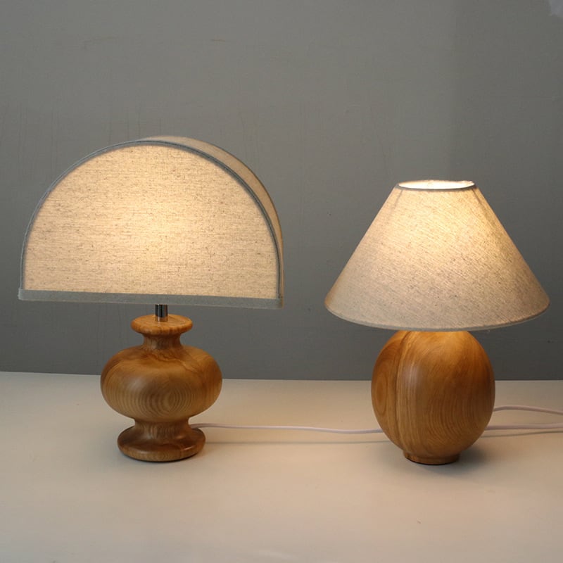 Ayumi - Irving Table Lamp Ash Wood White Linen