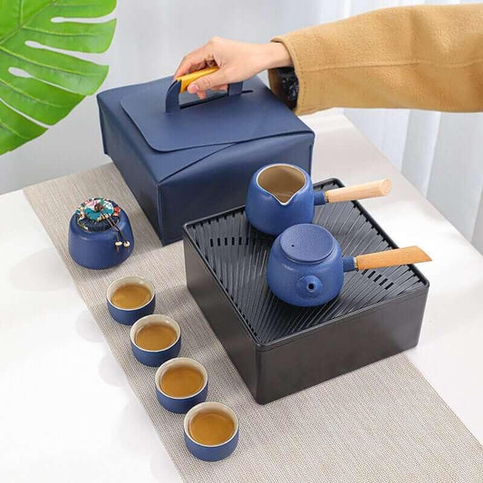 Black Pottery Travel Tea Set - 8pcs - mokupark.com