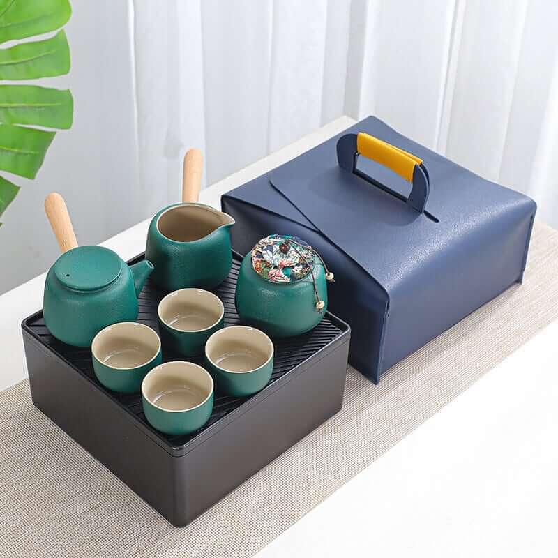 Black Pottery Travel Tea Set - 8pcs - mokupark.com