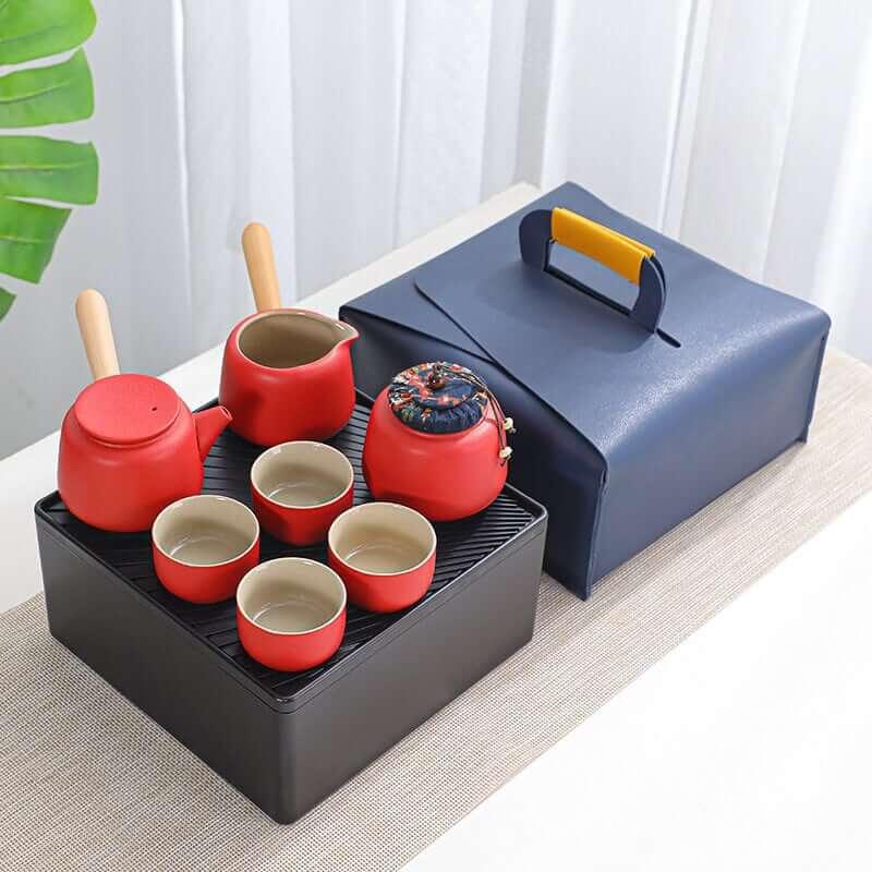 Black Pottery Travel Tea Set - 8pcs - mokupark.com