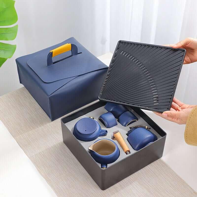 Black Pottery Travel Tea Set - 8pcs - mokupark.com