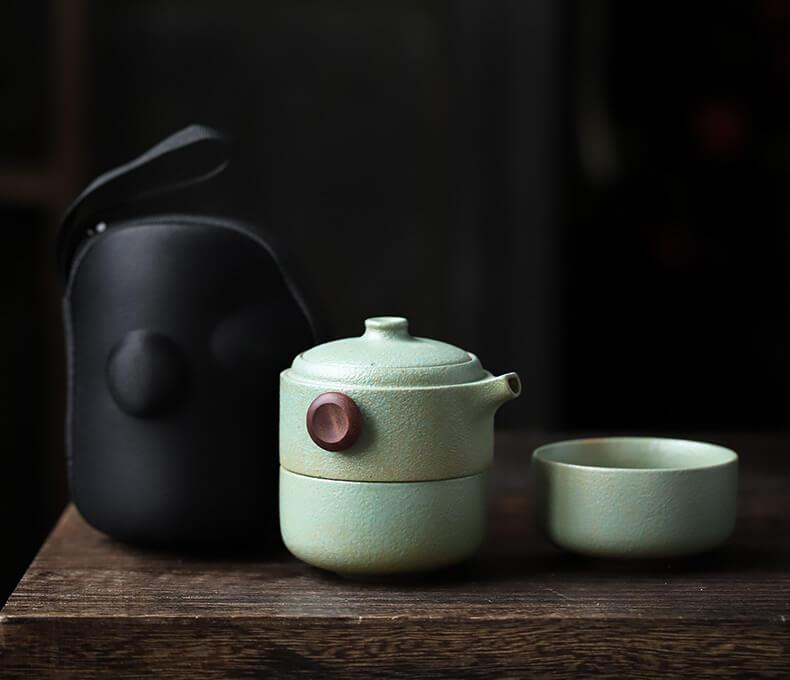 Japanese Style Ceramic Travel Tea Set - 3 pcs - mokupark.com